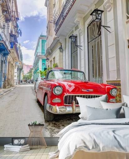 rød, hvit og blå cuba fototapet kalt Classic Car i Havana, Cuba av Assaf Frank