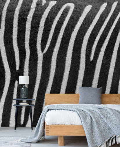 mural de pared con estampado de cebra en blanco y negro de Assaf Frank para dormitorios, negocios y más