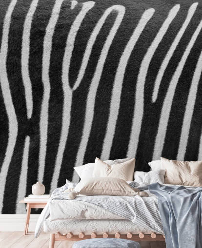 schwarz-weißes Zebradruckmuster-Wandbild von Assaf Frank für Schlafzimmer, Unternehmen und mehr