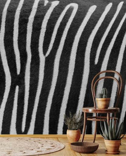 décoration murale à motif zèbre noir et blanc d'Assaf Frank pour les chambres à coucher, les entreprises et plus