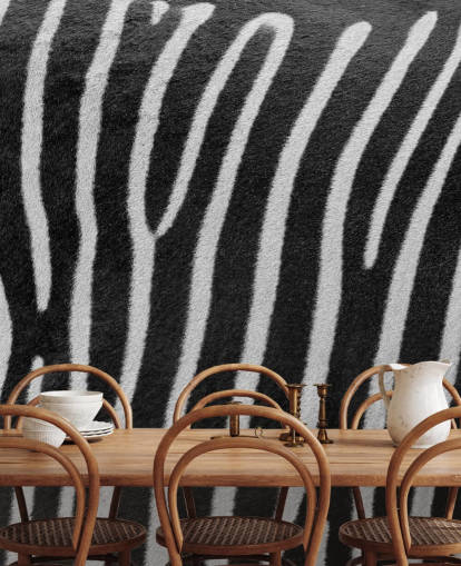 black and white zebra print pattern wall mural from Assaf Frank for bedrooms, businesses and more