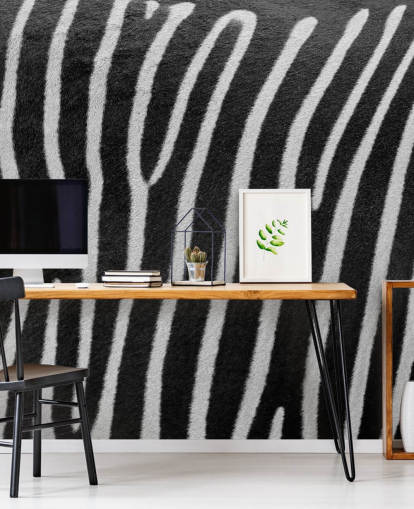mural de pared con estampado de cebra en blanco y negro de Assaf Frank para dormitorios, negocios y más