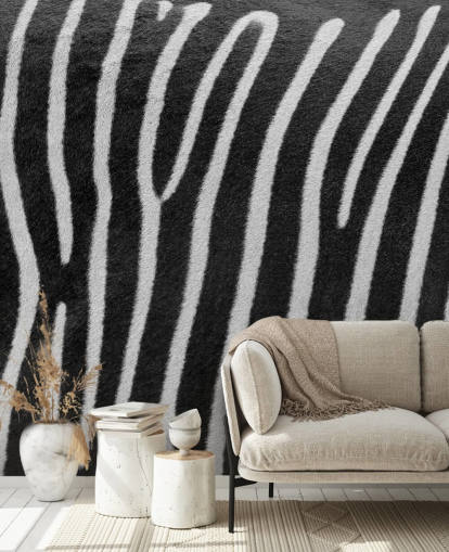 mural de pared con estampado de cebra en blanco y negro de Assaf Frank para dormitorios, negocios y más