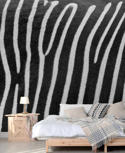 décoration murale à motif zèbre noir et blanc d'Assaf Frank pour les chambres à coucher, les entreprises et plus