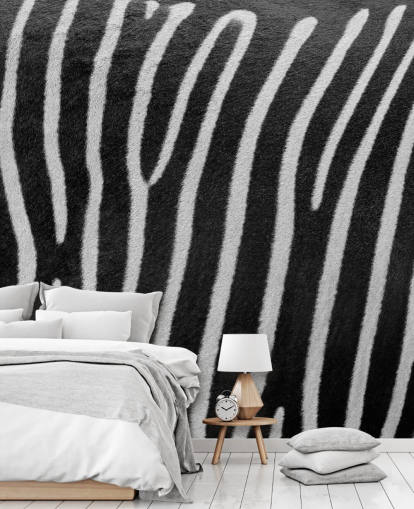 décoration murale à motif zèbre noir et blanc d'Assaf Frank pour les chambres à coucher, les entreprises et plus