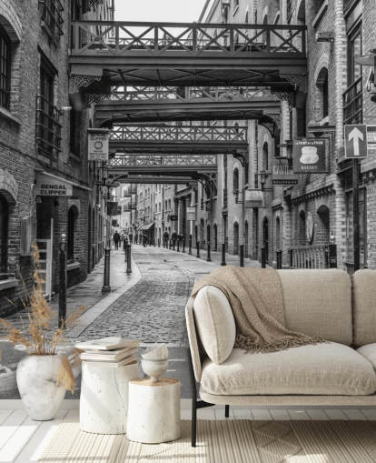 customizable black and white UK wallpaper called Cobbled Street in London by Assaf Frank customizable black and white UK wallpaper called Cobbled Street in London by Assaf Frank