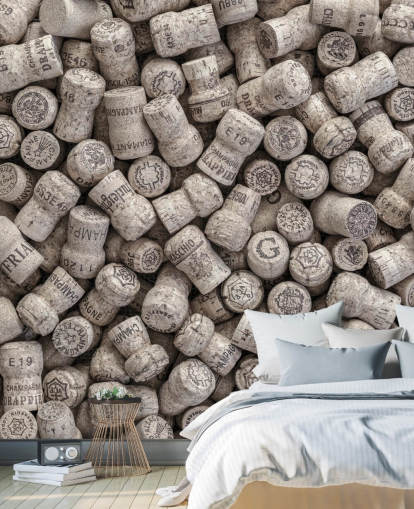 mural de bar neutro chamado Champagne Corks para cozinhas, salas de jantar e ambientes de bar mural de bar neutro chamado Champagne Corks para cozinhas, salas de jantar e ambientes de bar