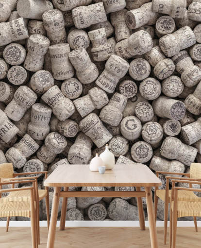 neutral bar mural called Champagne Corks for kitchens, dining rooms and bar settings neutral bar mural called Champagne Corks for kitchens, dining rooms and bar settings