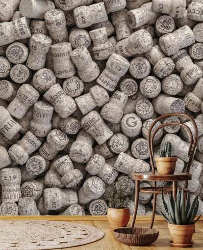 mural de bar neutro llamado Champagne Corks para cocinas, comedores y bares mural de bar neutro llamado Champagne Corks para cocinas, comedores y bares