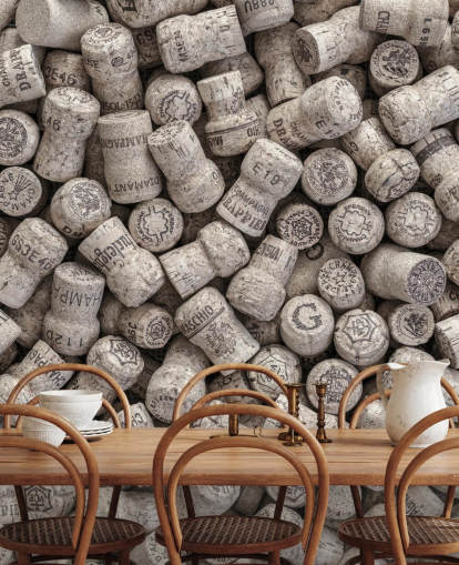 neutral bar väggmålning kallad Champagne Corks för kök, matsalar och barinställningar