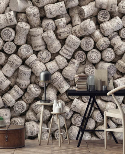 neutral bar mural called Champagne Corks for kitchens, dining rooms and bar settings neutral bar mural called Champagne Corks for kitchens, dining rooms and bar settings