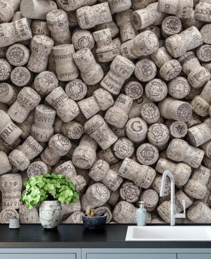 neutrales Bar-Wandbild namens Champagne Corks für Küchen, Esszimmer und Bareinrichtungen