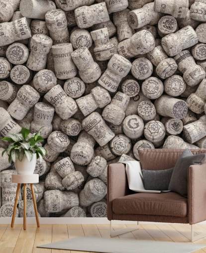 neutral bar mural called Champagne Corks for kitchens, dining rooms and bar settings neutral bar mural called Champagne Corks for kitchens, dining rooms and bar settings