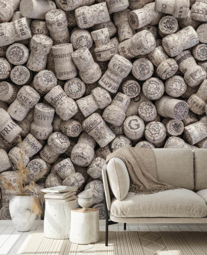mural de bar neutro chamado Champagne Corks para cozinhas, salas de jantar e ambientes de bar