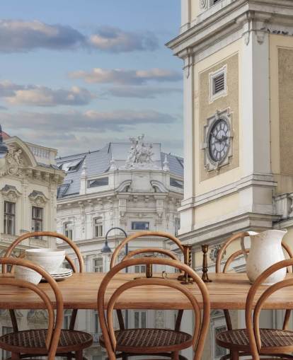 mural neutral de la fachada de un edificio llamado Edificios en Viena, Austria de Assaf Frank