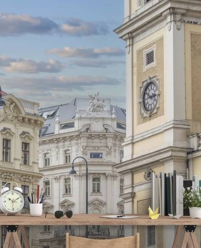 neutral building facade mural called Buildings in Vienna, Austria by Assaf Frank neutral building facade mural called Buildings in Vienna, Austria by Assaf Frank