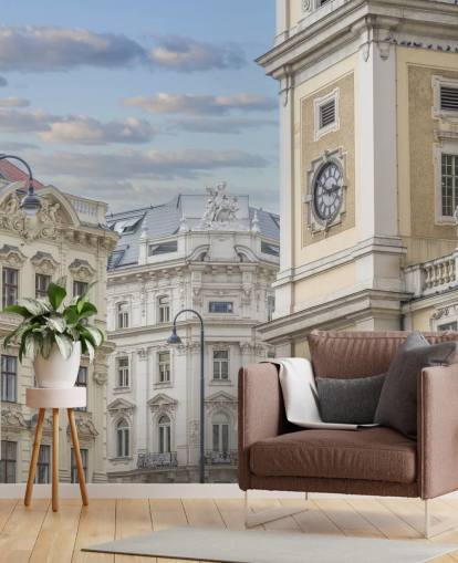 neutral building facade mural called Buildings in Vienna, Austria by Assaf Frank neutral building facade mural called Buildings in Vienna, Austria by Assaf Frank