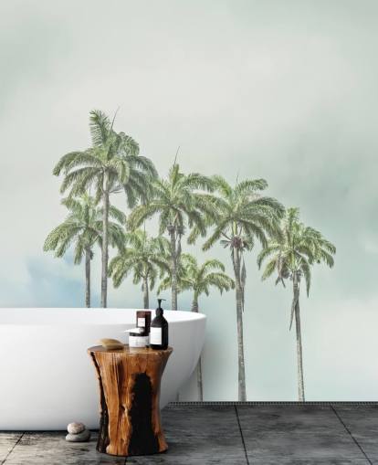 murale con palme chiamato Palm Trees Against Sky di Assaf Frank per interni tropicali