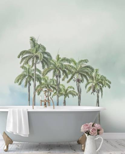 palm tree mural called Palm Trees Against Sky by Assaf Frank for tropical interiors