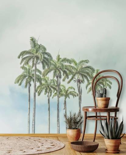 murale con palme chiamato Palm Trees Against Sky di Assaf Frank per interni tropicali