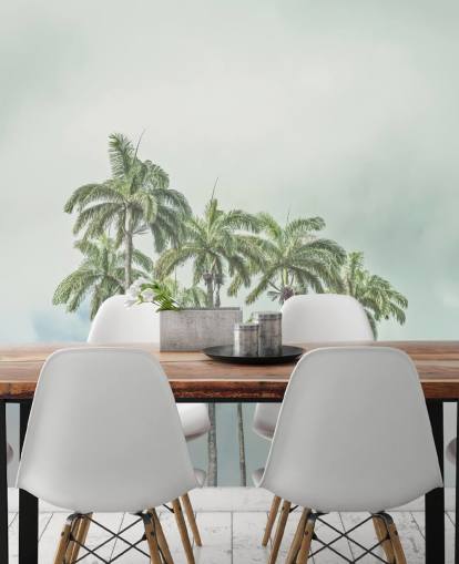 palm tree mural called Palm Trees Against Sky by Assaf Frank for tropical interiors