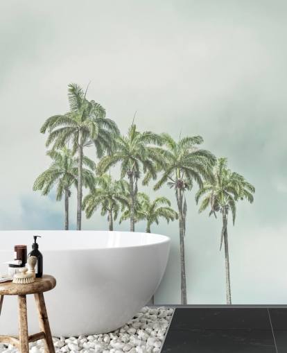 palm tree mural called Palm Trees Against Sky by Assaf Frank for tropical interiors