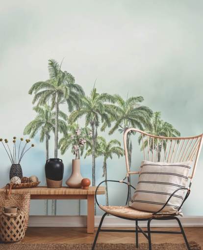 palm tree mural called Palm Trees Against Sky by Assaf Frank for tropical interiors