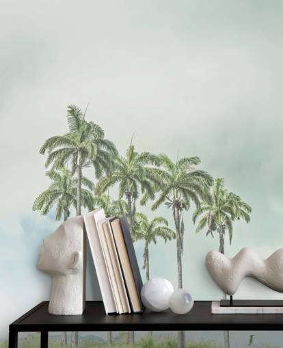 mural de palmeras llamado Palm Trees Against Sky de Assaf Frank para interiores tropicales