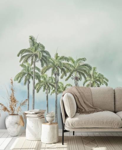 palm tree mural called Palm Trees Against Sky by Assaf Frank for tropical interiors