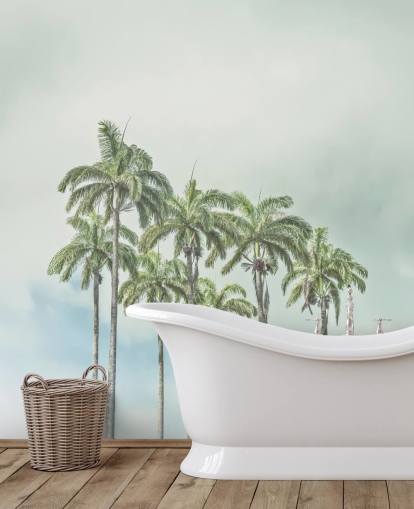 mural de palmeras llamado Palm Trees Against Sky de Assaf Frank para interiores tropicales