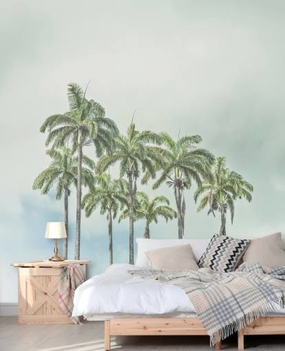 palm tree mural called Palm Trees Against Sky by Assaf Frank for tropical interiors