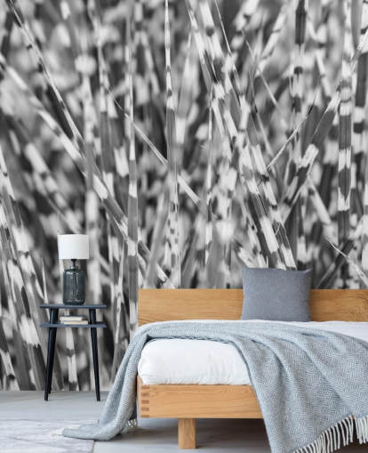 custom black and white grass mural called Zebra Grass by Assaf Frank