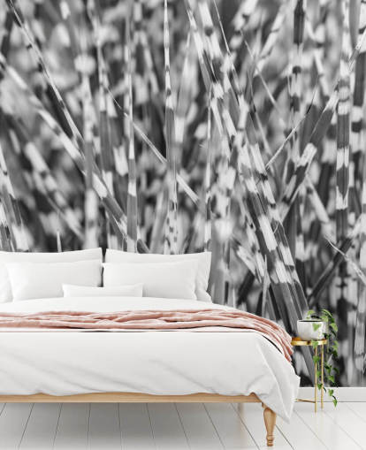 custom black and white grass mural called Zebra Grass by Assaf Frank