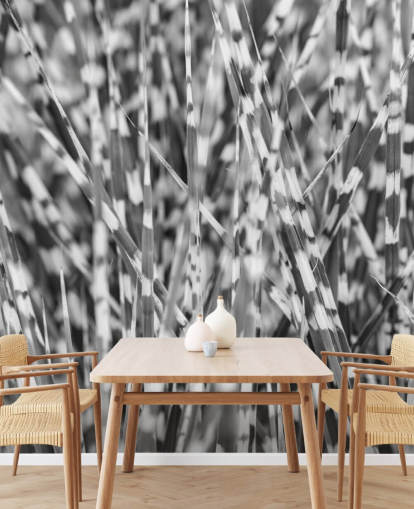 custom black and white grass mural called Zebra Grass by Assaf Frank