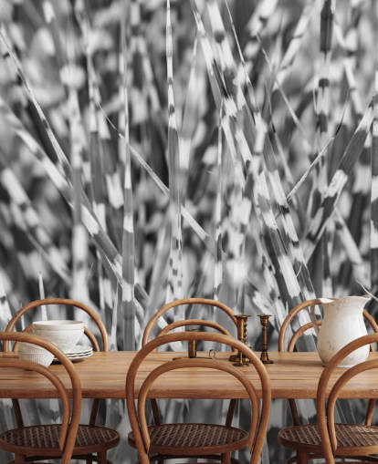 custom black and white grass mural called Zebra Grass by Assaf Frank