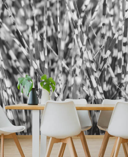 custom black and white grass mural called Zebra Grass by Assaf Frank