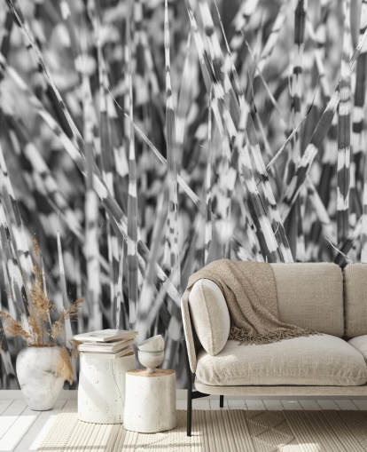 mural personalizado de hierba en blanco y negro llamado Zebra Grass de Assaf Frank mural personalizado de hierba en blanco y negro llamado Zebra Grass de Assaf Frank