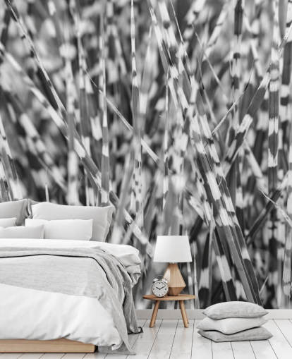 custom black and white grass mural called Zebra Grass by Assaf Frank