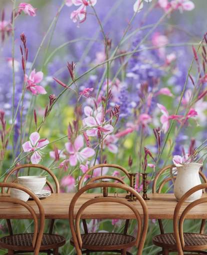 pink, purple and green floral mural called Meadow Flowers by Assaf Frank