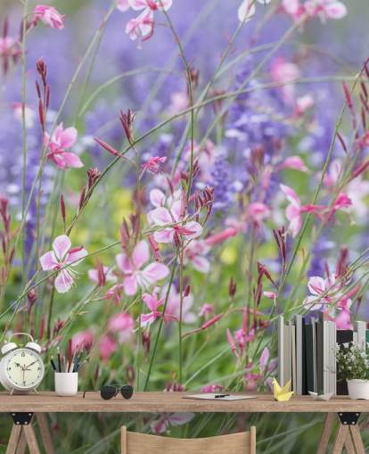 pink, purple and green floral mural called Meadow Flowers by Assaf Frank