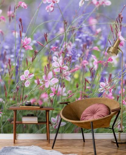 mural floral rosa, roxo e verde chamado Meadow Flowers de Assaf Frank mural floral rosa, roxo e verde chamado Meadow Flowers de Assaf Frank