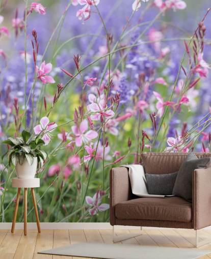 pink, purple and green floral mural called Meadow Flowers by Assaf Frank