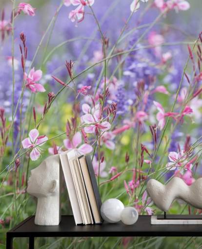 pink, purple and green floral mural called Meadow Flowers by Assaf Frank