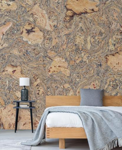 murale con effetto sughero marrone e blu chiamato Cork Mat Background di Assaf Frank