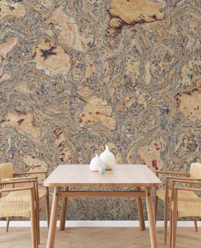 Wandbild mit braunem und blauem Korkeffekt namens Cork Mat Background von Assaf Frank
