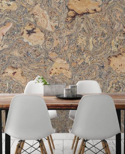 murale con effetto sughero marrone e blu chiamato Cork Mat Background di Assaf Frank