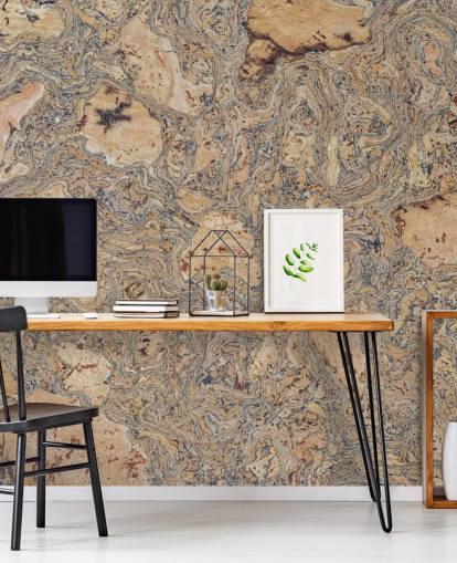 Wandbild mit braunem und blauem Korkeffekt namens Cork Mat Background von Assaf Frank