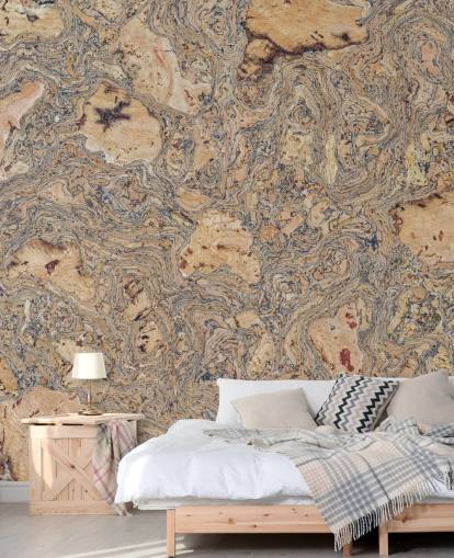 Wandbild mit braunem und blauem Korkeffekt namens Cork Mat Background von Assaf Frank