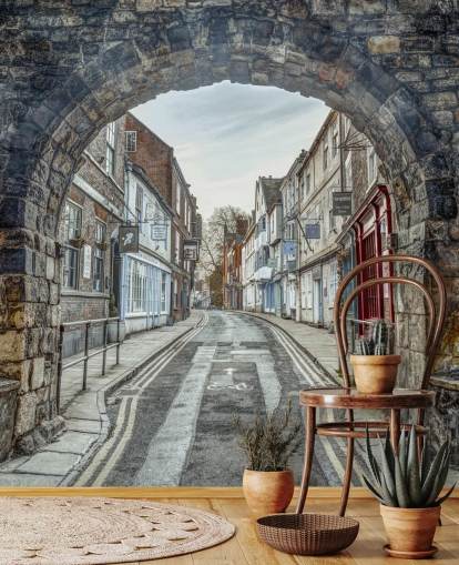 Mural em arco de pedra 3D chamado High Petergate, York, de Assaf Frank Mural em arco de pedra 3D chamado High Petergate, York, de Assaf Frank