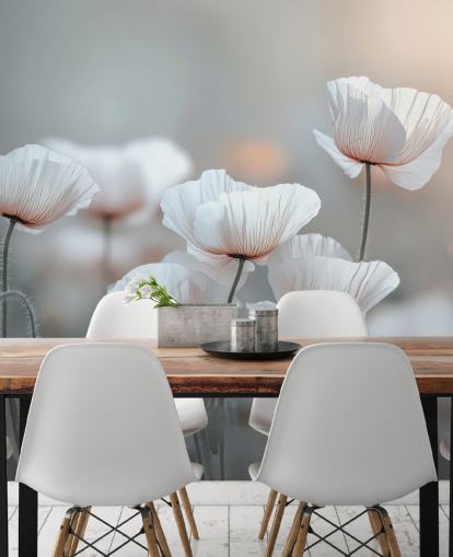 peinture murale de coquelicots blancs appelée White Poppies par Assaf Frank pour les chambres et les salons peinture murale de coquelicots blancs appelée White Poppies par Assaf Frank pour les chambres et les salons